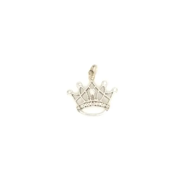 14K White Gold Diamond Crown Charm/Pendant Jaymark Jewelers Cold Spring, NY