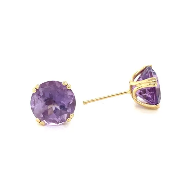 14K Yellow Gold Amethyst Stud Earrings Image 3 Jaymark Jewelers Cold Spring, NY