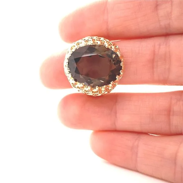 14K Yellow Gold Large Smokey Quartz Ring Image 3 Jaymark Jewelers Cold Spring, NY