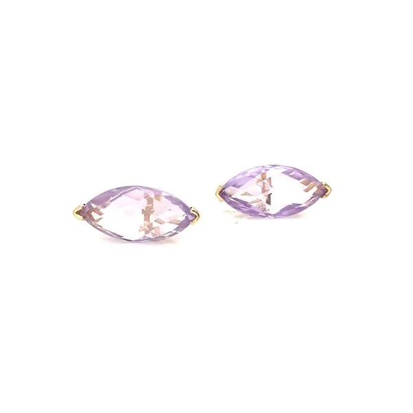 14K Yellow Gold Large Marquise Amethyst Stud Earrings Jaymark Jewelers Cold Spring, NY