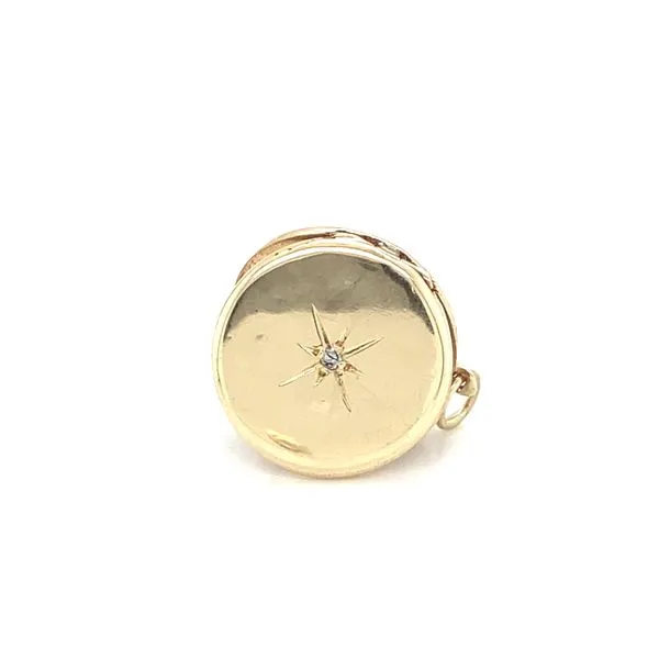 14K Yellow Gold Round Locket with Diamond Accent Jaymark Jewelers Cold Spring, NY