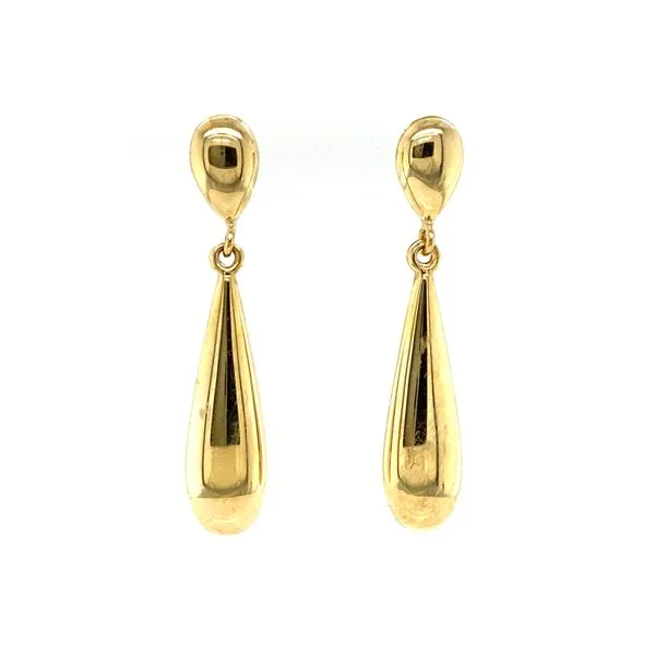 18K Yellow Gold Double Hollow Drop Earrings Jaymark Jewelers Cold Spring, NY