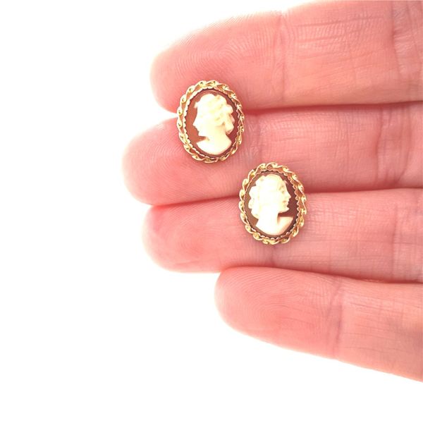 14K Yellow Gold Vintage Style Cameo Earrings Image 2 Jaymark Jewelers Cold Spring, NY