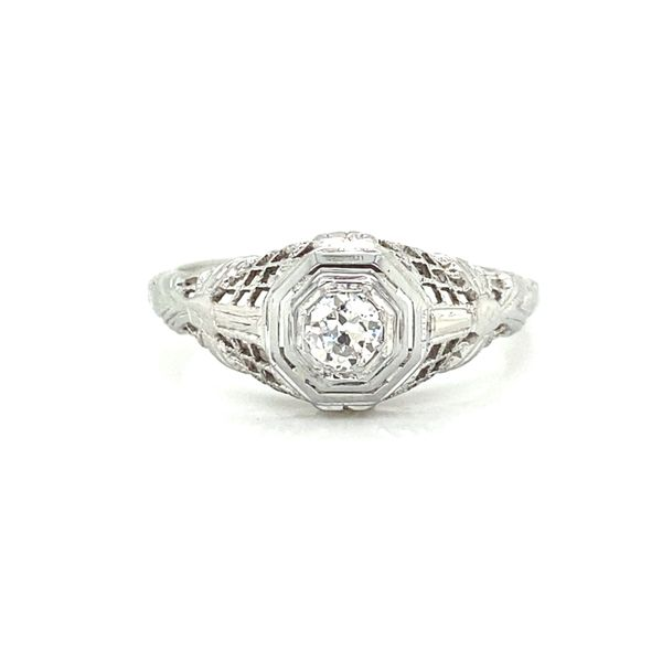 18K White Gold Filigree Diamond Engagement Ring Jaymark Jewelers Cold Spring, NY