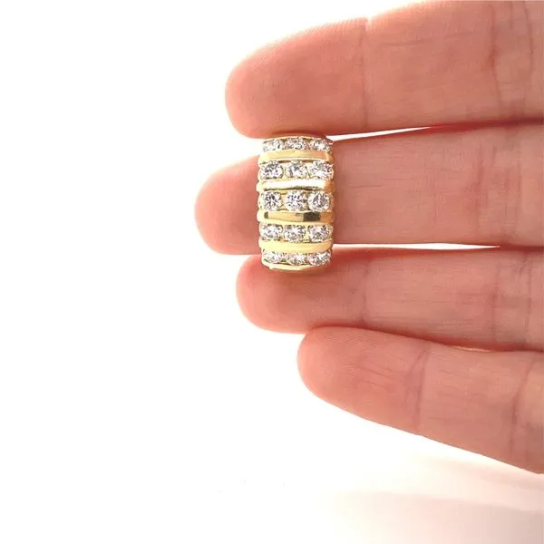 14K Yellow Gold 3 Row Diamond Band Image 2 Jaymark Jewelers Cold Spring, NY