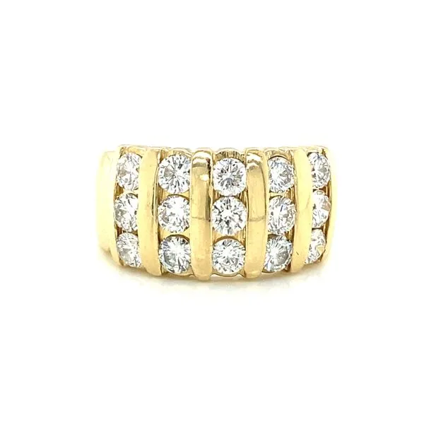 14K Yellow Gold 3 Row Diamond Band Jaymark Jewelers Cold Spring, NY