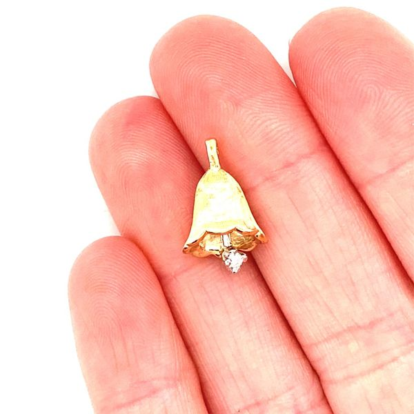 14K Yellow Gold and Diamond Bell Charm/Pendant Image 3 Jaymark Jewelers Cold Spring, NY