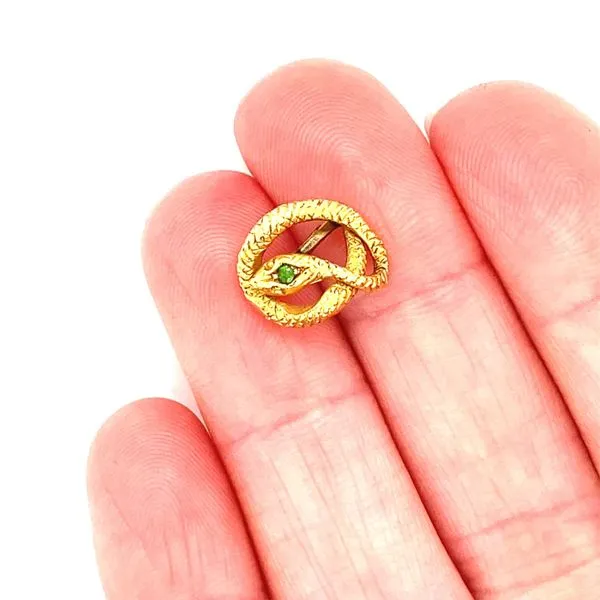 14K Yellow Gold and Emerald Snake Charm/Pendant Image 2 Jaymark Jewelers Cold Spring, NY