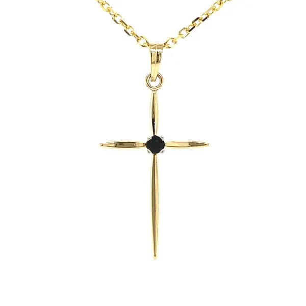 14K Yellow Gold Sapphire Cross Pendant Jaymark Jewelers Cold Spring, NY