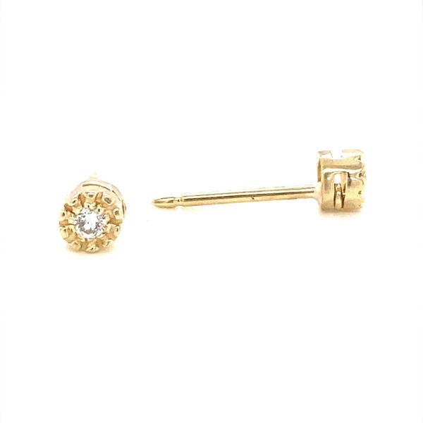 14K Yellow Gold and Diamond Daisy Stud Earrings Image 2 Jaymark Jewelers Cold Spring, NY