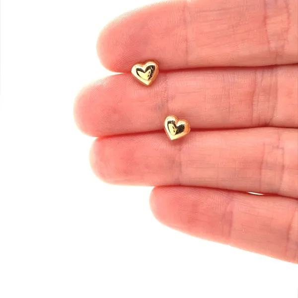 14K Yellow Gold Small Puffed Heart Stud Earrings Image 2 Jaymark Jewelers Cold Spring, NY
