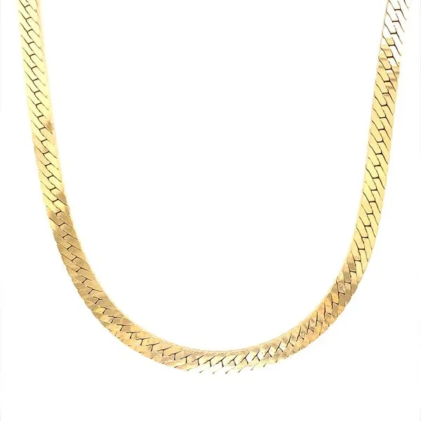 14K Yellow Gold Solid Herringbone Chain, 24