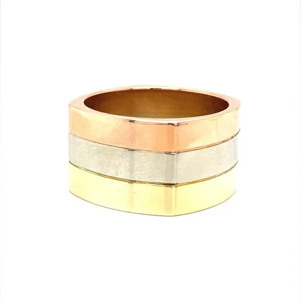 14K Tri Color Gold Wide Squared Band Jaymark Jewelers Cold Spring, NY