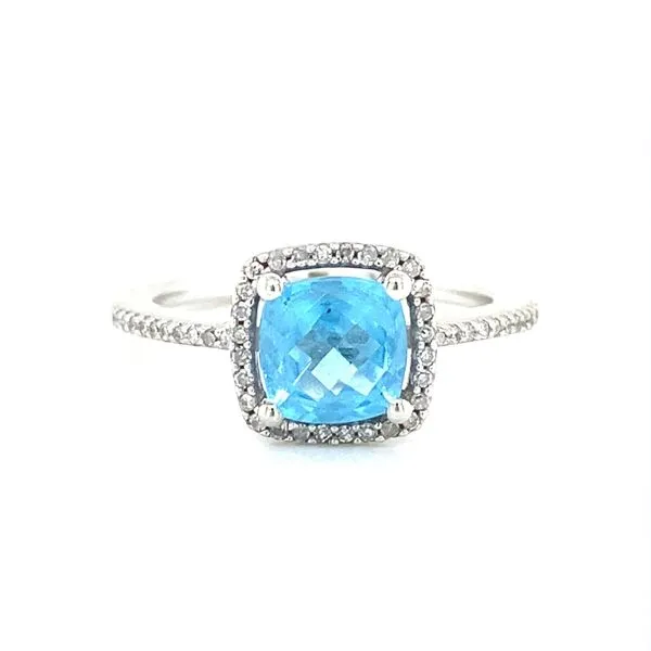 14K White Gold Blue Topaz and Diamond Ring Jaymark Jewelers Cold Spring, NY