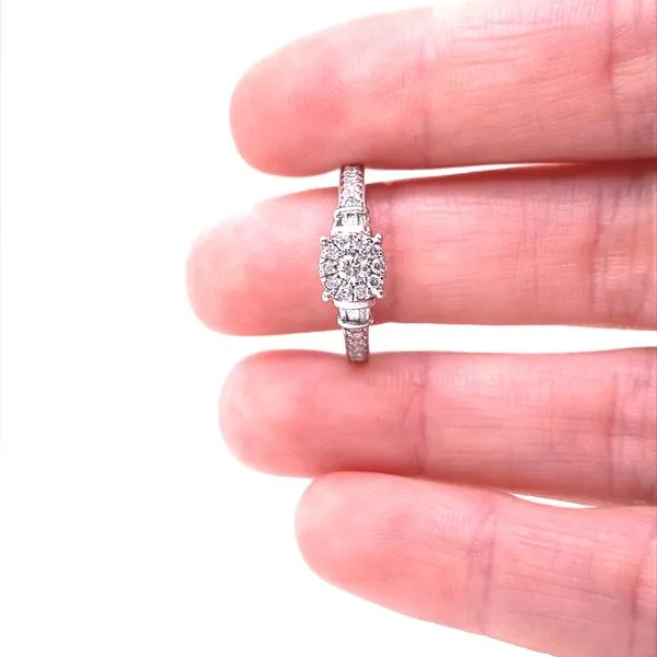 14K White Gold Cluster Diamond Engagement Ring Image 2 Jaymark Jewelers Cold Spring, NY