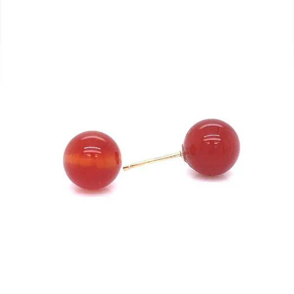 14K Yellow Gold Carnelian Stud Earrings Image 3 Jaymark Jewelers Cold Spring, NY
