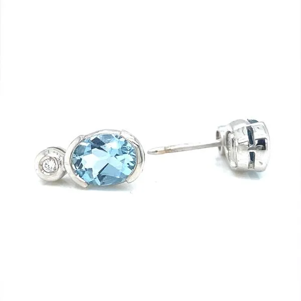 18K White Gold Oval Aquamarine and Diamond Stud Earrings Image 3 Jaymark Jewelers Cold Spring, NY