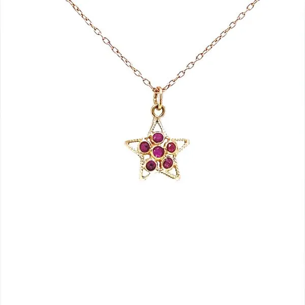 14K Yellow Gold Petit Ruby Cluster Star Pendant Jaymark Jewelers Cold Spring, NY