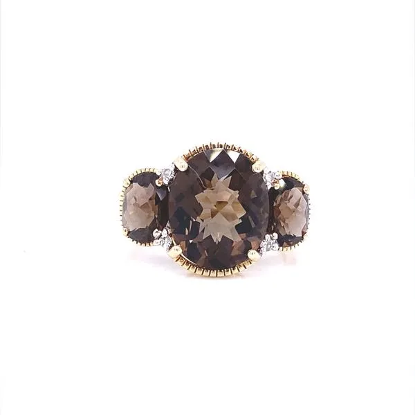 10K Yellow Gold  Oval Smokey Quartz and Diamond Ring Jaymark Jewelers Cold Spring, NY