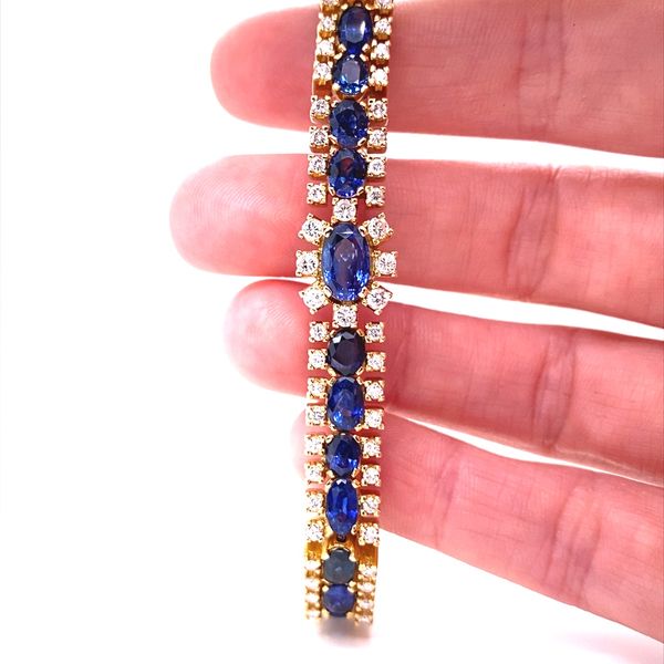 18K Yellow Gold Sapphire and Diamond Bracelet Image 2 Jaymark Jewelers Cold Spring, NY