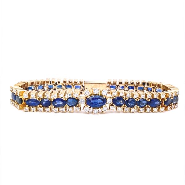 18K Yellow Gold Sapphire and Diamond Bracelet Jaymark Jewelers Cold Spring, NY