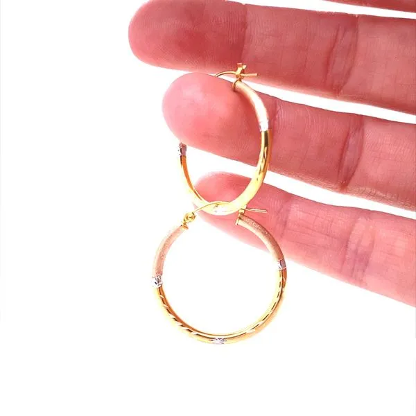 14K Tri Color Gold Round Hoop Earrings Image 2 Jaymark Jewelers Cold Spring, NY
