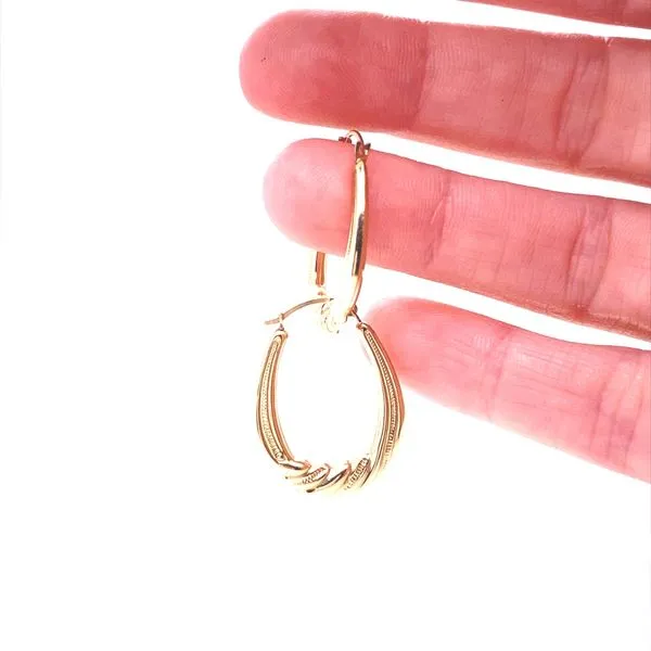 14K Yellow Gold Oval Hoop Earrings Image 2 Jaymark Jewelers Cold Spring, NY