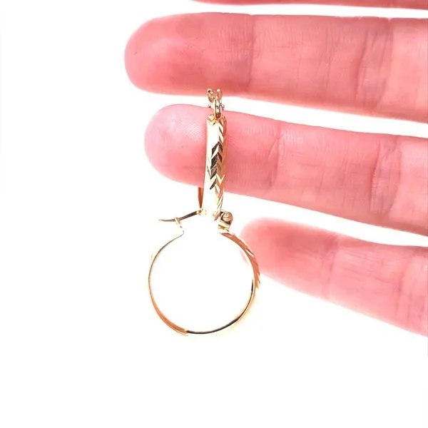 14K Yellow Gold Diamond Cut Hoop Earrings Image 2 Jaymark Jewelers Cold Spring, NY
