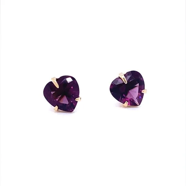 14K Yellow Gold Amethyst Heart Stud Earrings Jaymark Jewelers Cold Spring, NY