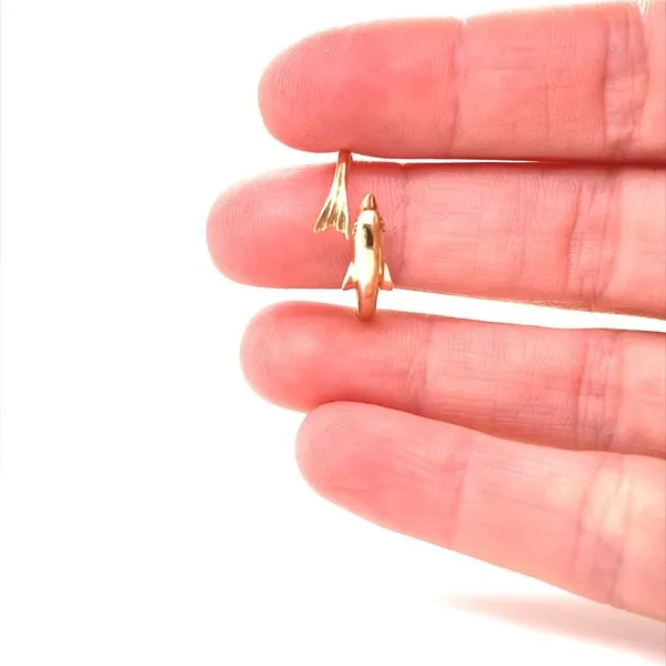 14K Yellow Gold Petite Dolphin Ring Image 2 Jaymark Jewelers Cold Spring, NY
