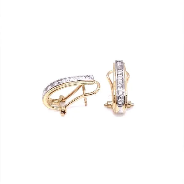 10K Yellow Gold Half Hoop Diamond Earrings Image 2 Jaymark Jewelers Cold Spring, NY