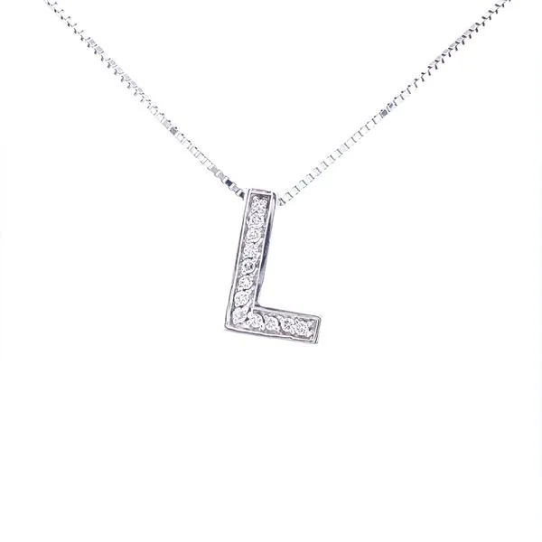 14K White Gold Diamond Initial 
