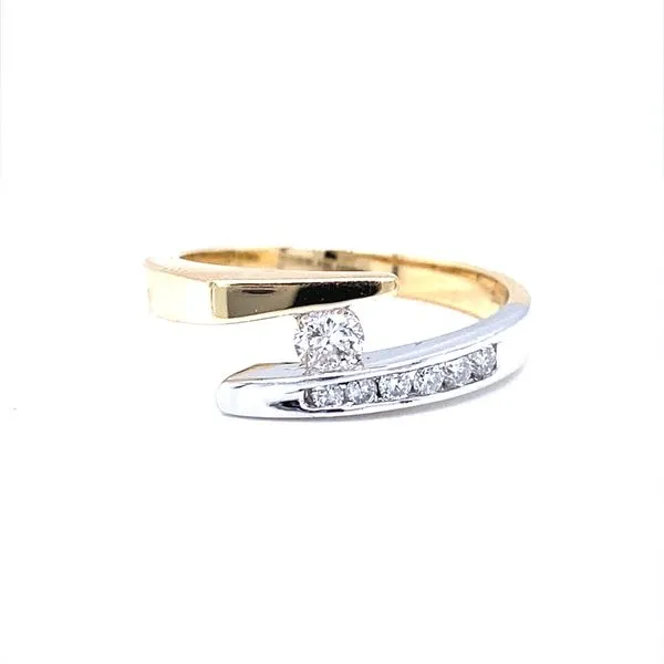 14K Two Tone Gold Asymmetrical Diamond Ring Jaymark Jewelers Cold Spring, NY