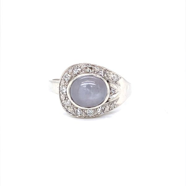 14K White Gold Vintage Star Sapphire and Diamond Ring Jaymark Jewelers Cold Spring, NY