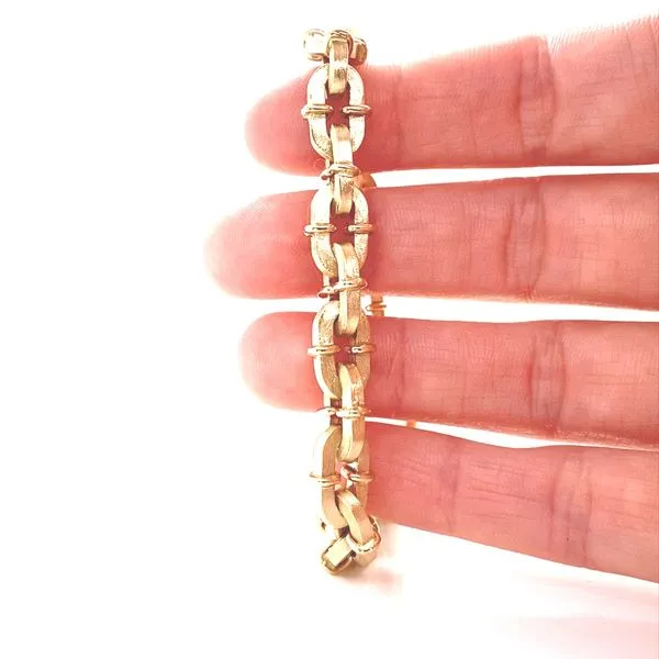 14K Yellow Gold Textured/High Shine Link Bracelet Image 2 Jaymark Jewelers Cold Spring, NY