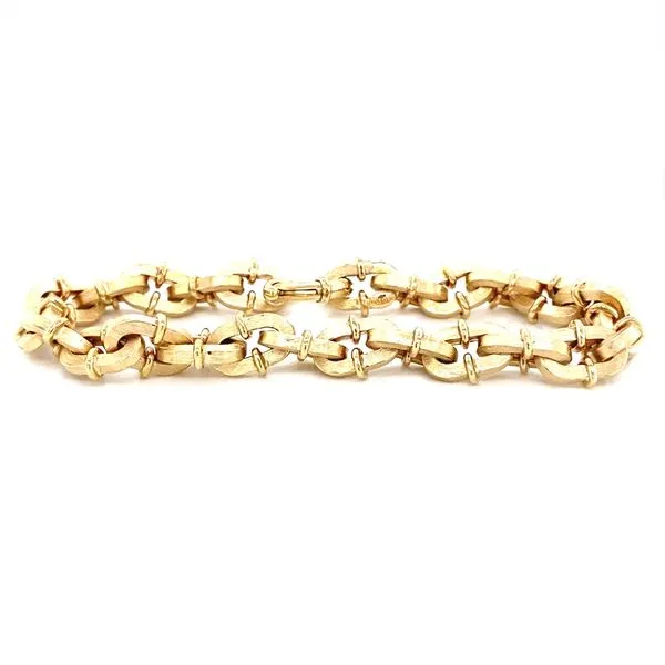 14K Yellow Gold Textured/High Shine Link Bracelet Jaymark Jewelers Cold Spring, NY