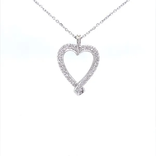 14K White Gold Open Diamond Heart Pendant Jaymark Jewelers Cold Spring, NY