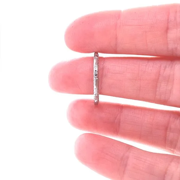 18K White Gold Engraved Whisper Band Image 2 Jaymark Jewelers Cold Spring, NY