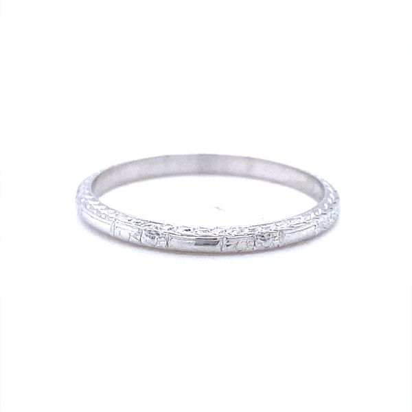 18K White Gold Engraved Whisper Band Jaymark Jewelers Cold Spring, NY