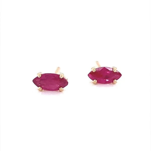 14K Yellow Gold Petit Marquise Ruby Stud Earrings Jaymark Jewelers Cold Spring, NY