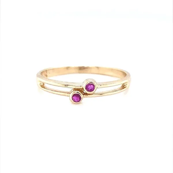14K Yellow Gold Petite Double Ruby Ring Jaymark Jewelers Cold Spring, NY