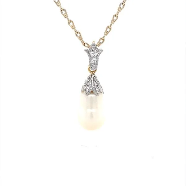 14K White Gold Vintage Freshwater Pearl and Diamond Necklace Jaymark Jewelers Cold Spring, NY