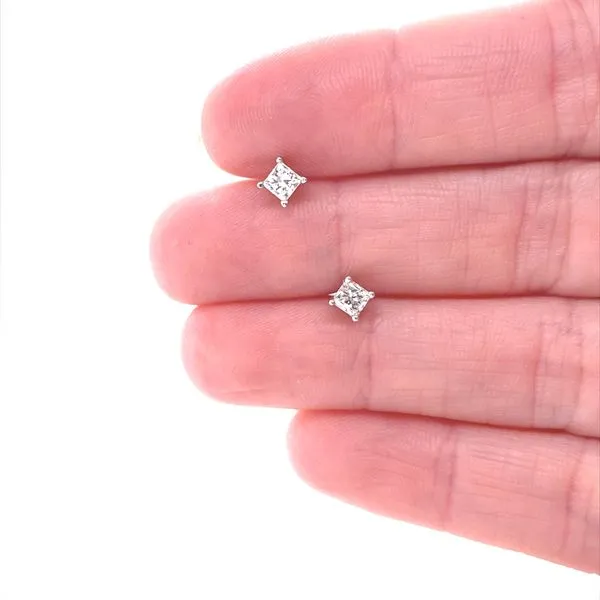 14K White Gold Princess Cut Diamond Stud Earrings, .30cttw Image 2 Jaymark Jewelers Cold Spring, NY