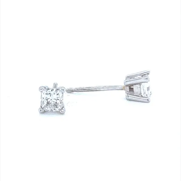 14K White Gold Princess Cut Diamond Stud Earrings, .30cttw Image 3 Jaymark Jewelers Cold Spring, NY