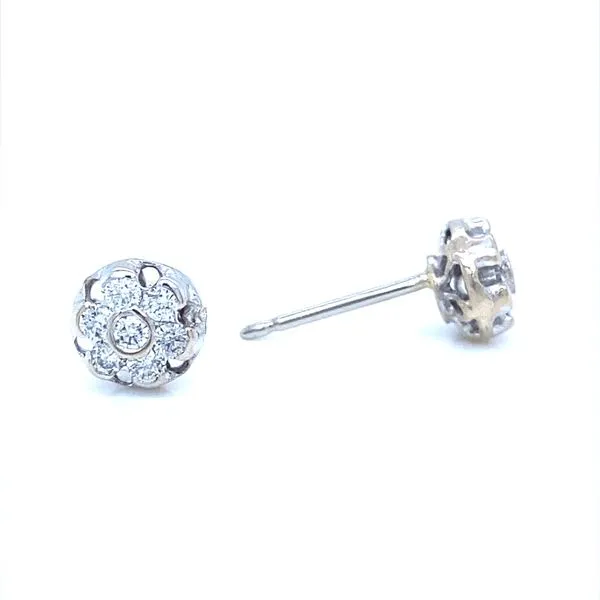 14K White Gold Diamond Cluster Earrings Image 2 Jaymark Jewelers Cold Spring, NY