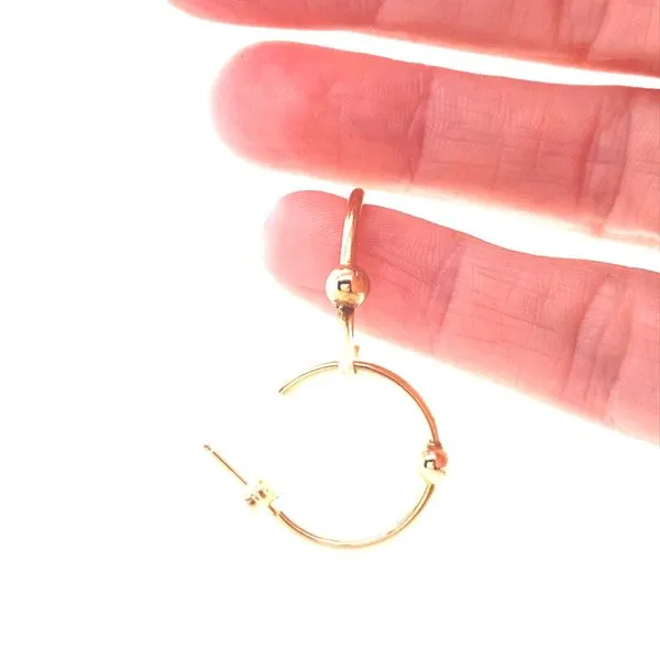 14K Yellow Gold Hoop & Ball Earrings Image 2 Jaymark Jewelers Cold Spring, NY