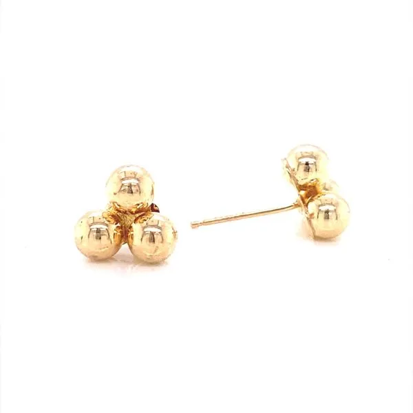 14K Yellow Gold Triple Ball Stud Earrings Image 3 Jaymark Jewelers Cold Spring, NY