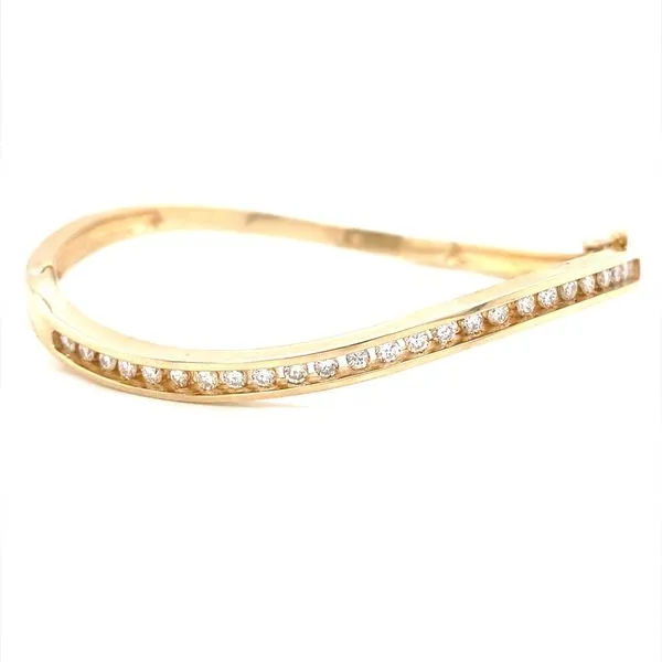 14K Yellow Gold Channel Diamond Bangle Bracelet Jaymark Jewelers Cold Spring, NY