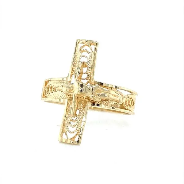 14K Yellow Gold Filigree Crucifix Ring Jaymark Jewelers Cold Spring, NY