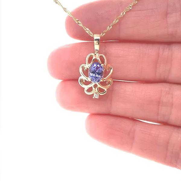 14K Yellow Gold Openwork Tanzanite Pendant Image 2 Jaymark Jewelers Cold Spring, NY